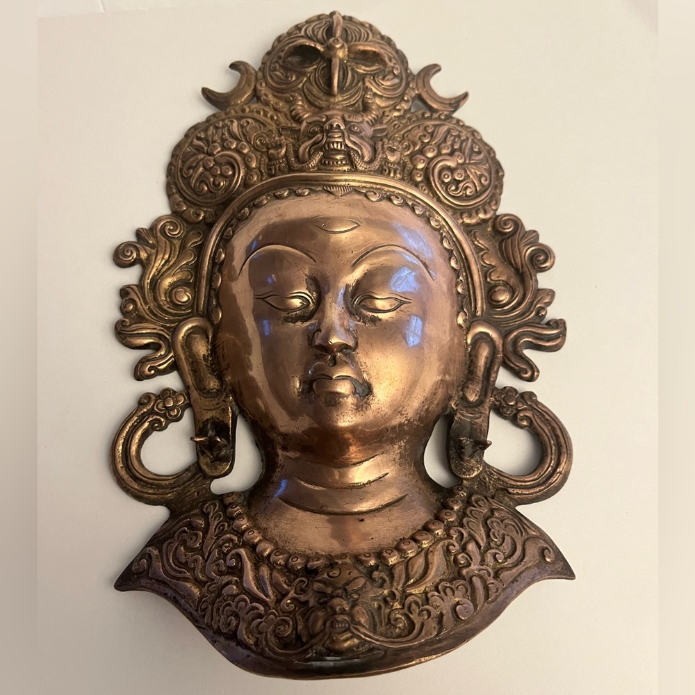Brass Tara Face Mask Wall Hanging
